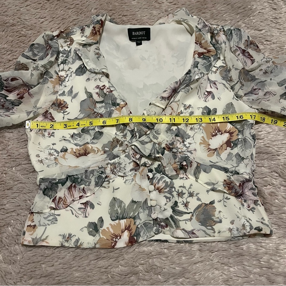 Revolve/Bardot floral long sleeve ruffled  blouse - Picture 11 of 14